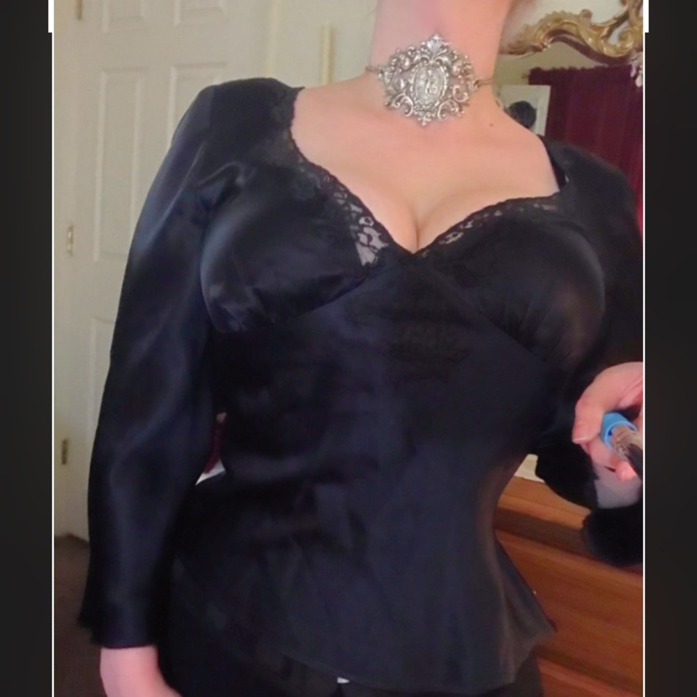 Sexy Lace Silk Gothic Top Blouse